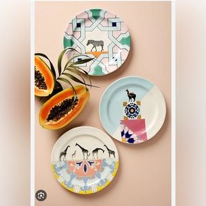 Anthropologie Narrative Dessert Plates Set of 3